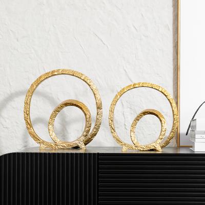 Resin Handicrafts Golden Circle Hollowed-out Circular Ornaments Crossed Circle Decorative Figurines Home Decoration Accessories