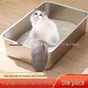 Extra Large Stainless Steel Cat Litter Box with Lid, Tall Rectangular Design, Deep and Easy to Clean