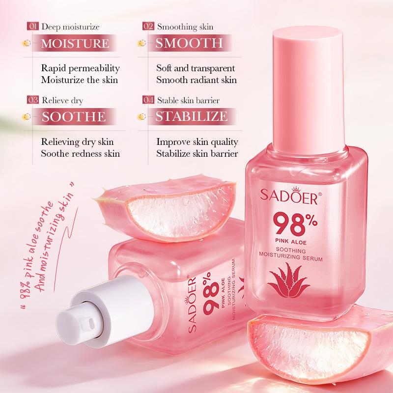 Pink Aloe Vera Serum 60ml Hydrating Moisturizing Rejuvenation Serum Skin Care Products