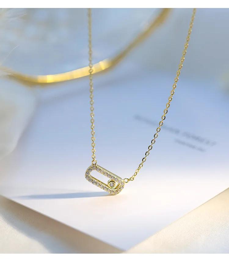 Classic Exquisite Anniversary Necklace Geometric Cubic Zirconia All-match Ladies Pendant Sweater Chain Anniversary Necklace