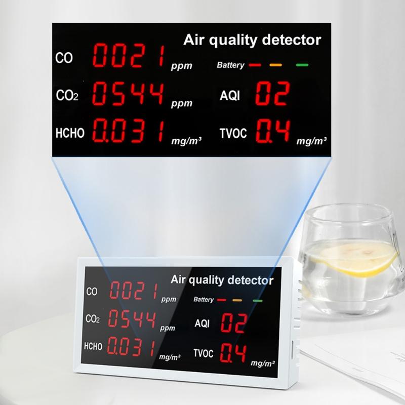Indoor Air Quality Sensor Air Quality Monitor CO2 HCHO TVOCMultifunctional Gas Detector Real for Time Data Holder