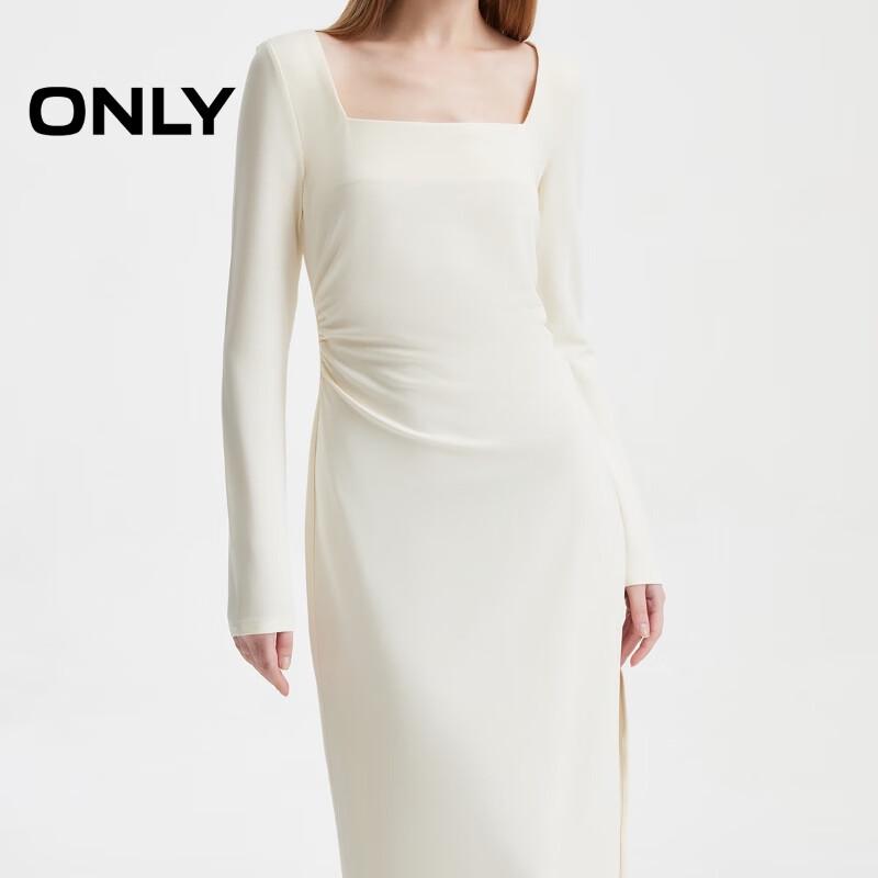 ONLY 2024 Autumn Retro Square Neck Slit Long Dress