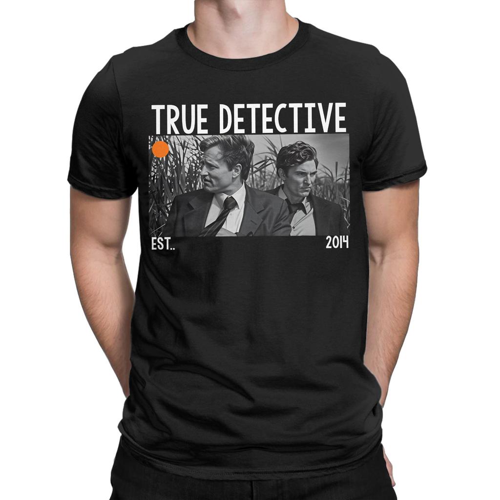 T-shirt Estive True Detective Rust Cohle Marty Hart Hippie 100% Cotone per Uomo Y2K Retro Pattern Manica Corta