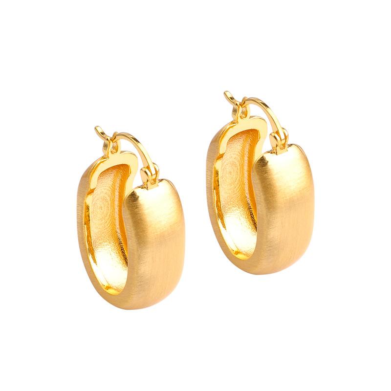 Geometric Hoop Earrings, Korean Fashion, Brushed Metal Studs, Minimalist Statement Earrings