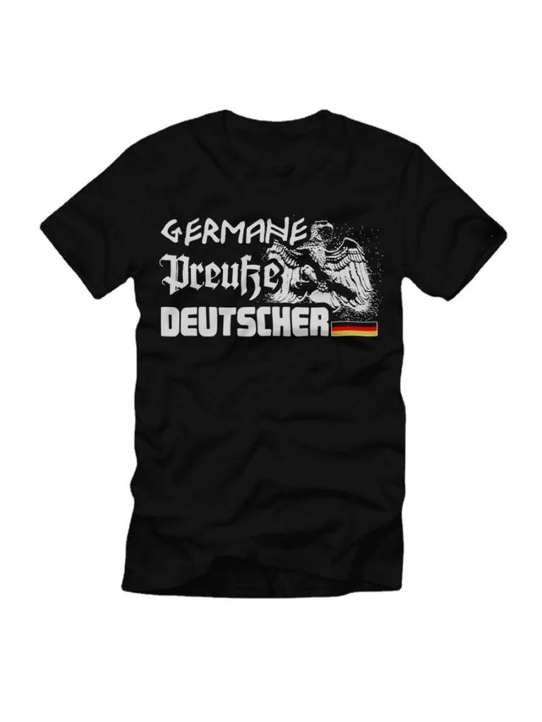 Preuße Deutscher Adler Heimat T-Shirt. Premium Baumwolle Kurzarm O-Ausschnitt Herren T-Shirt Neu
