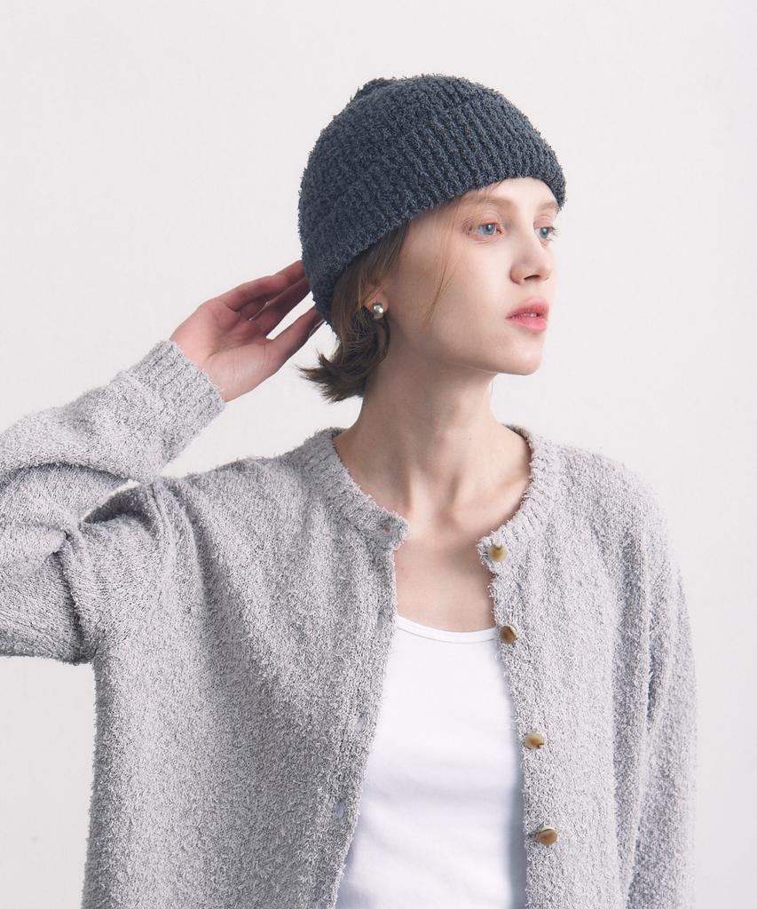 Tobaseu Pigtail Cotton Beanie (Charcoal)