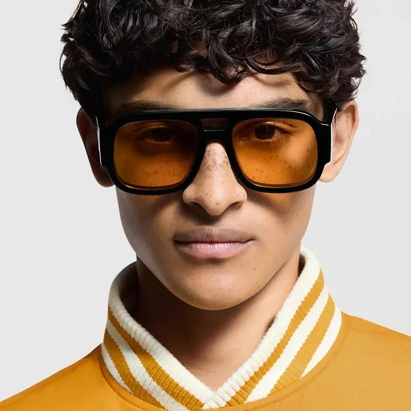 Fashion Double Bridges Square Sunglasses Women Candy Color Retro Wide Legs Men UV400 Sun Glasses Shades Eyewear