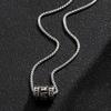 Men's Distressed Stainless Steel Embossed Pendant Necklace with Long Box Chain