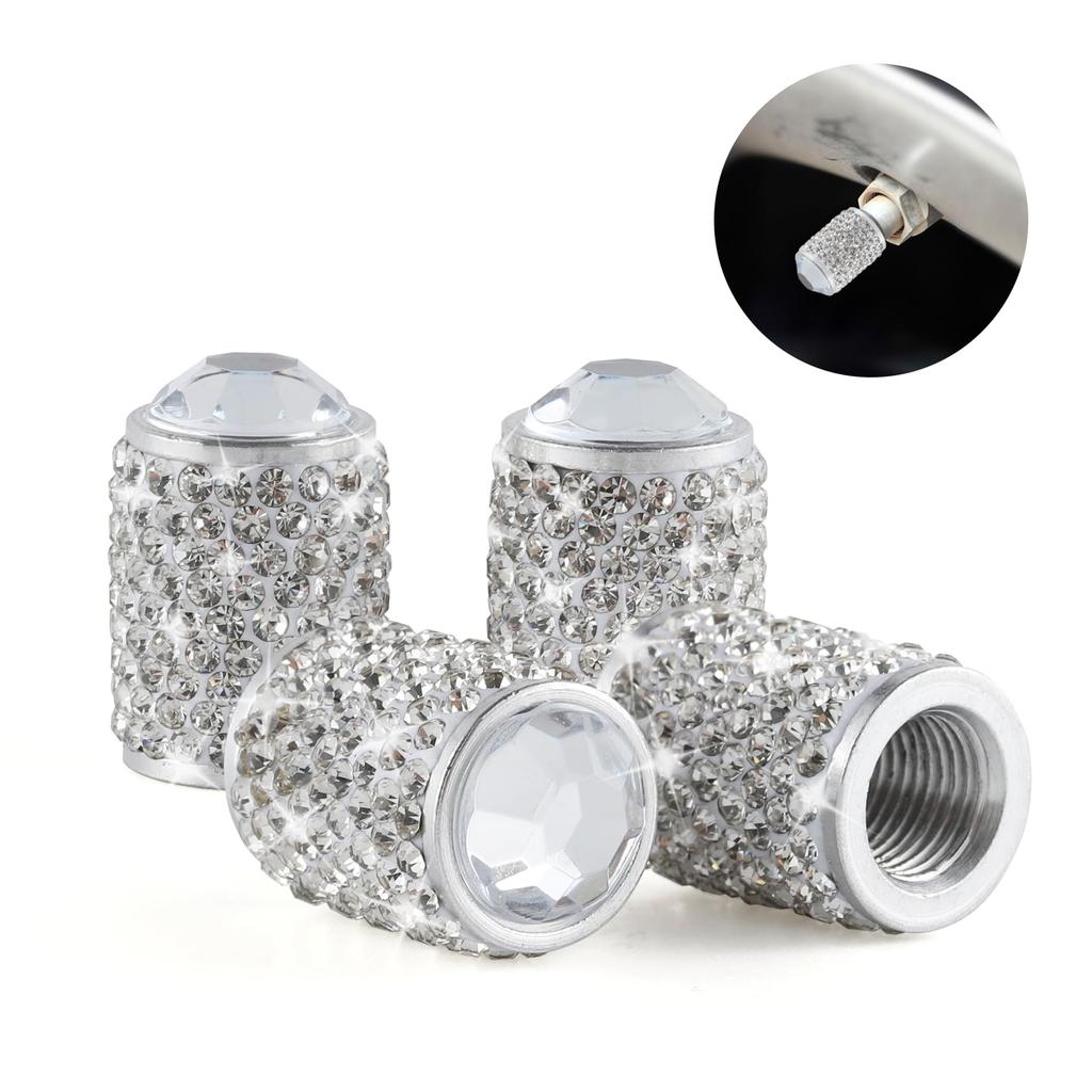 alpmosn Car Wheel Tire Valve Caps 4pcs Bling Tire Valve Caps Crystal Tire Caps