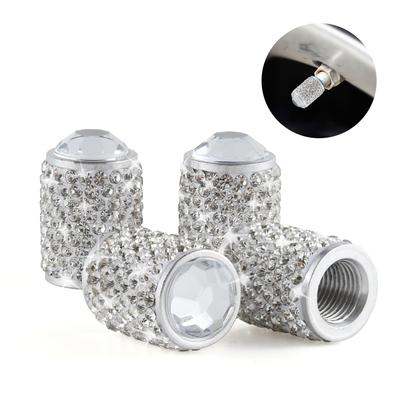 Alpmosn Auto Rad Reifen Ventilkappen 4 Stück Bling Reifenventilkappen Kristall Reifenkappen