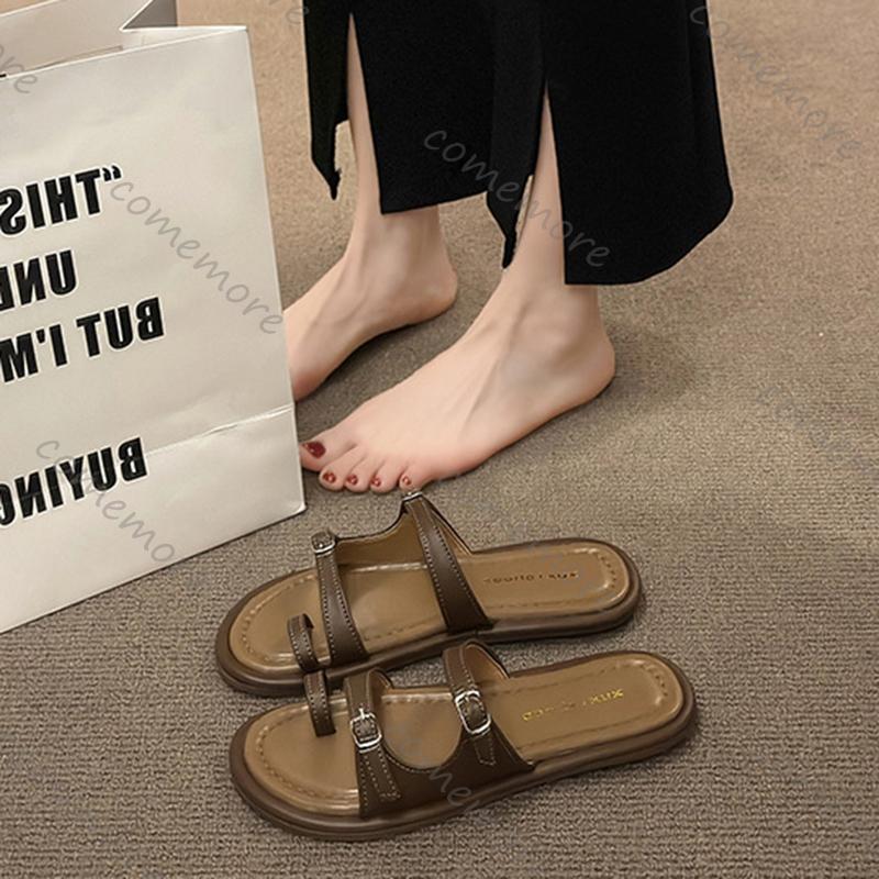 Fashion Comemore Women's Flip Flops Summer Non-Slip Flat Soft Sole Slides Shoes Fashion Casual Comfortable Outdoor Beach Sandals Slipper