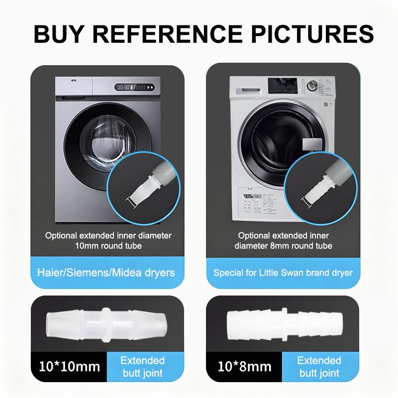 Dryer Drain Hose 10mm Heat Resistant Durable Replacement Extension with Adapter Multiple Sizes for Laundry Room Dryer Use