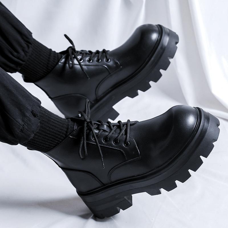 Martin boots men's autumn and winter heightening tooling locomotive wind super fire leather boots big head advanced short boots 9133-Y