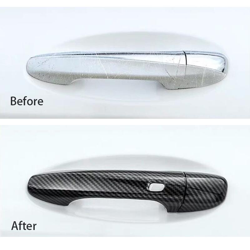 Car Exterior Carbon Fiber Style Door Handle Cover Trim Fit For Mercedes Benz GLC E Class W205 X253 W213 2016 2017 2018 