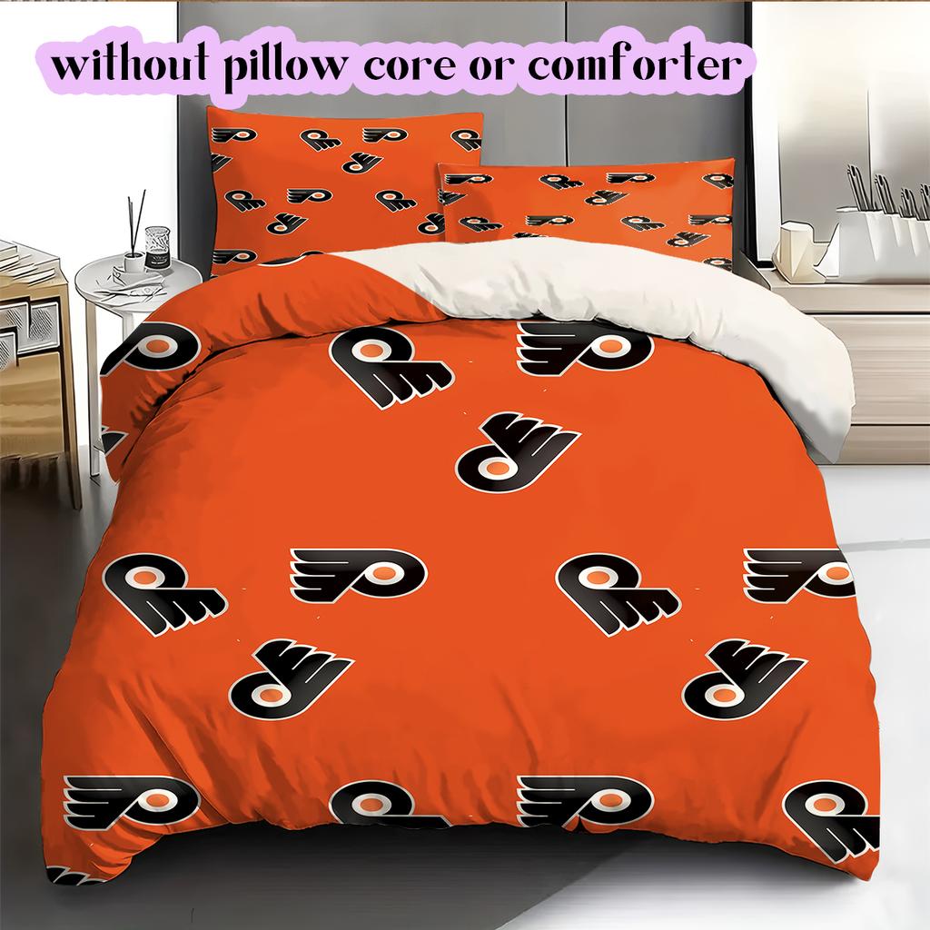 Set cu model logo hochei pe gheață cuvertură cu față de pernă Decorare casă Cadou de ziua de naștere (1*husa de pilotă+ 2*fețe de pernă, fără umplutură)