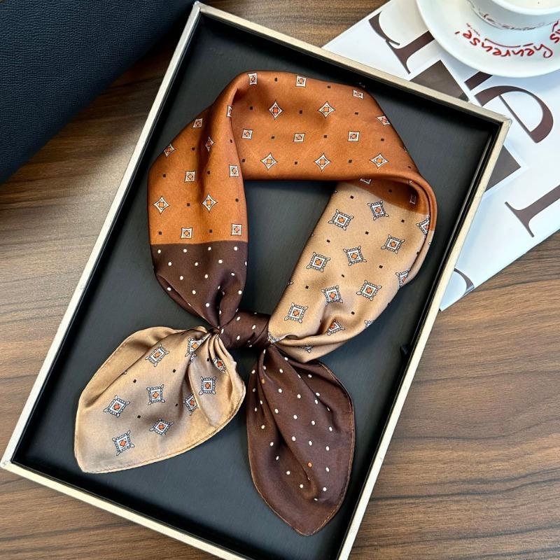 Polka Dot Silk Scarf Square Scarf High-end New Versatile Decorative Scarf Scarf Scarf Neck Cashew Flower Scarf Shawl Can Be Used As a Tube Top
