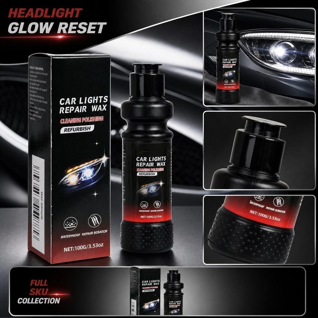 Headlight Restoration Kit, 100ml - Car Headlight Cleaner for Yellowing Lens