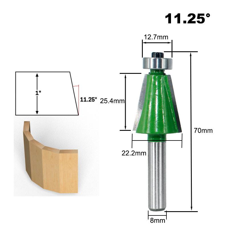 Punta del router per smusso con codolo 1pc 8mm 11.25 15 22.5 30 fresa da 45 gradi per macchine utensili per lavorazione del legno in legno
