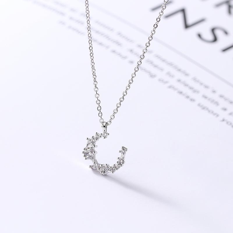 Arrivals 925 Silver Moon zircon Necklaces & Pendants For Women -silver-jewelry