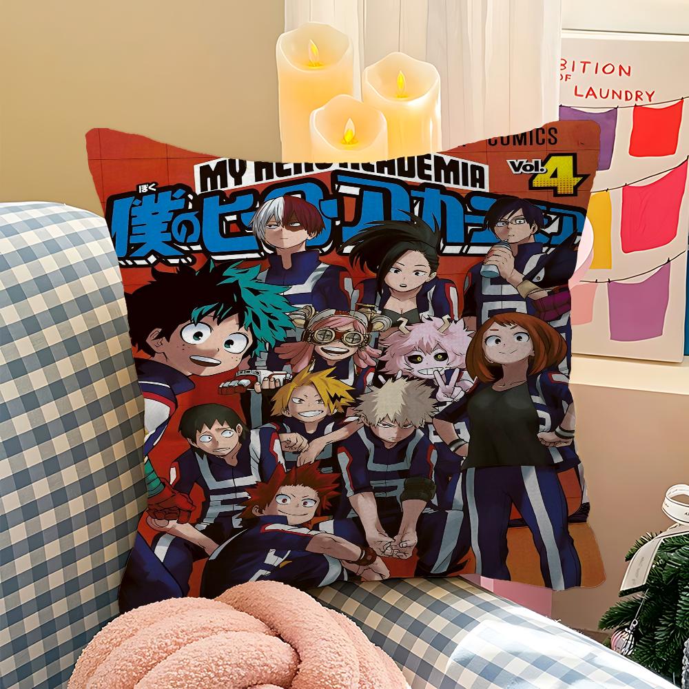 My Hero Academia Pillow Covers Cartoon Sofa Decorative Home Double-sided Printing Short Plush Cute Cushion Cover