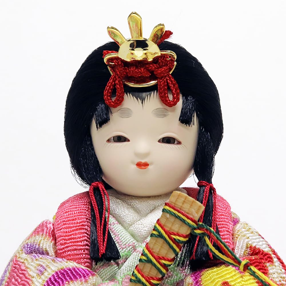 Hina Wooden Doll by Kotohoki Single Doll with Round Doll, Kanna, Tray, Natural, KTH-3201A2