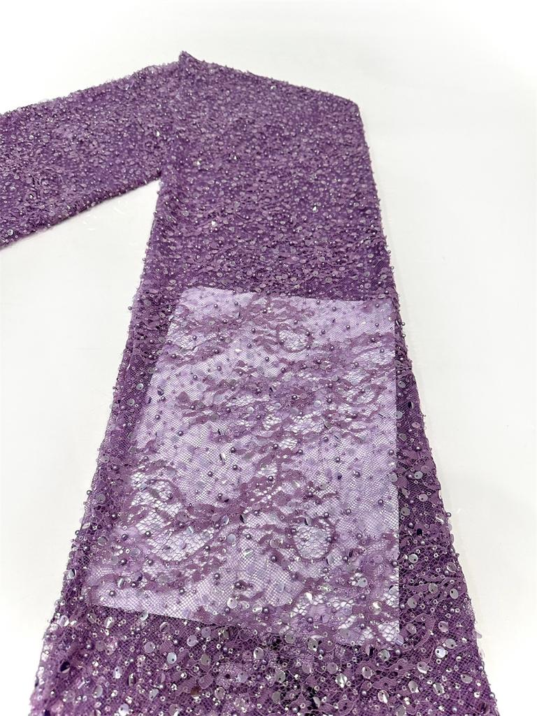 Luxury French Mesh Beads Lace Fabric 2025 High Quality African Sequins Mesh Lace Fabrics For Nigerian Women Wedding Dress Sewing