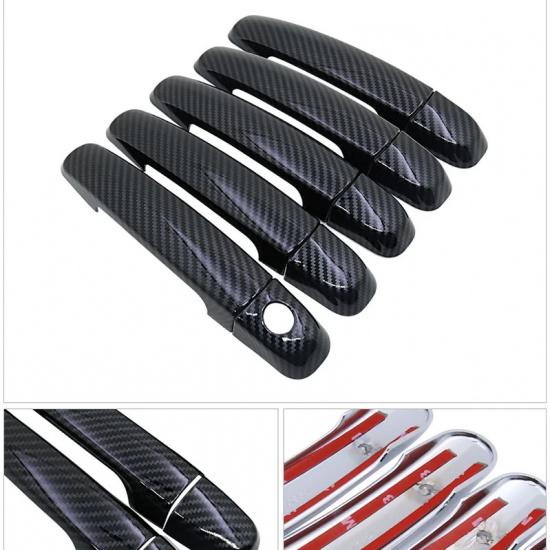 Black Carbon Fiber Exterior Door Handle Cover for Suzuki Grand Vitara Grand Nomade Escudo 2006~2014 Accessories Stickers Chrome