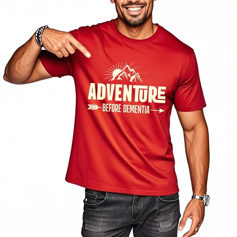 Oversized Summer Man tshirt Adventure Before Dementia Mountain Sunburst Short Sleeve Workout Round Neck Tshirt Teeshirt Male S