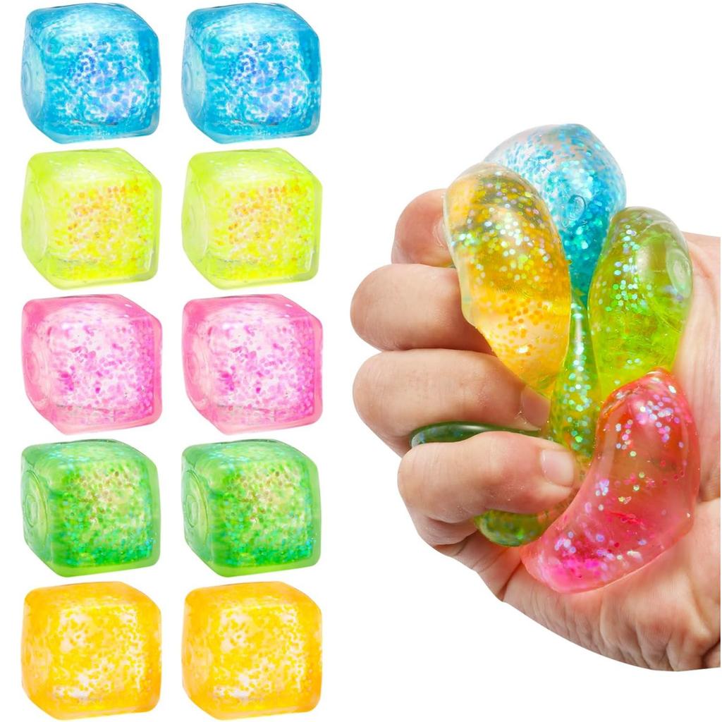 5/10 Pcs Stress Cube Squishy Stress Balls for Anxiety Stress Relief Slow Rising Sparkling Malt Sugar Squeeze Toy for Kids