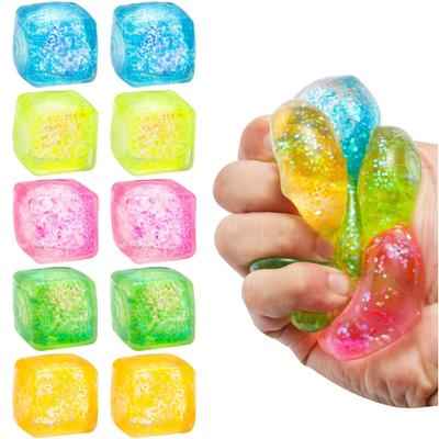 5/10 ks kocka na odbúranie stresu, squishy loptičky na stres pre úzkosť, úľavu od stresu, pomaly sa dvíhajúca, trblietavá, sladká, stláčacia hračka pre deti