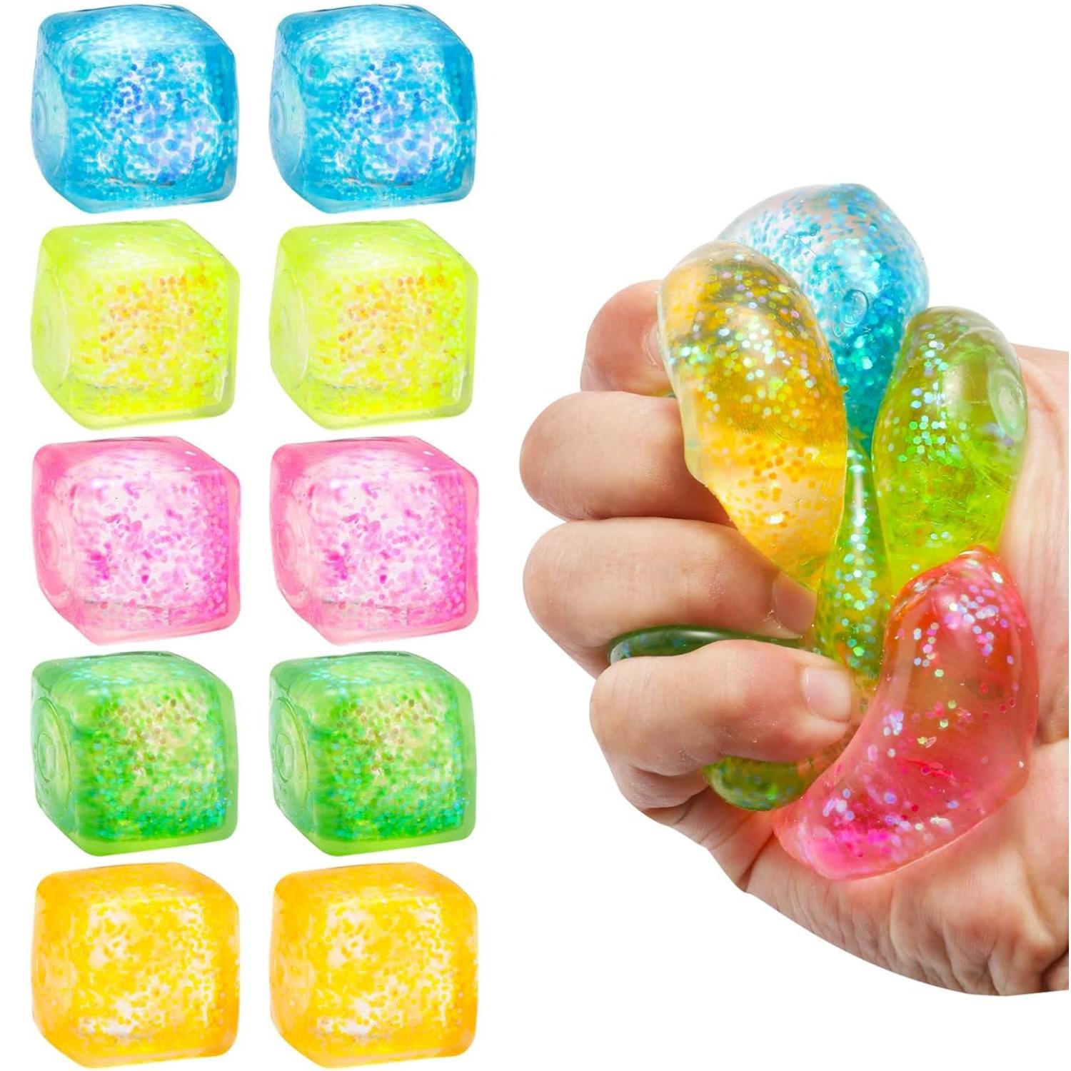 

5/10 Pcs Stress Cube Squishy Stress Balls for Anxiety Stress Relief Slow Rising Sparkling Malt Sugar Squeeze Toy for Kids