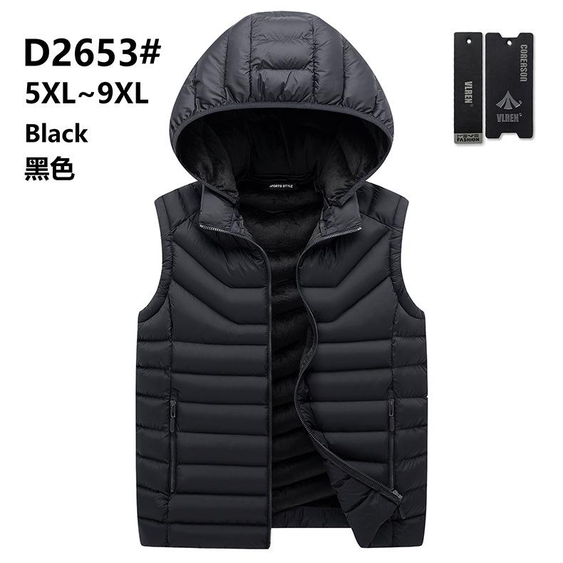 

Осенне-зимний однотонный жилет с хлопковой набивкой, приталенный, с капюшоном, повседневный, со съемным воротником, боковыми карманами 9Xl чёрный