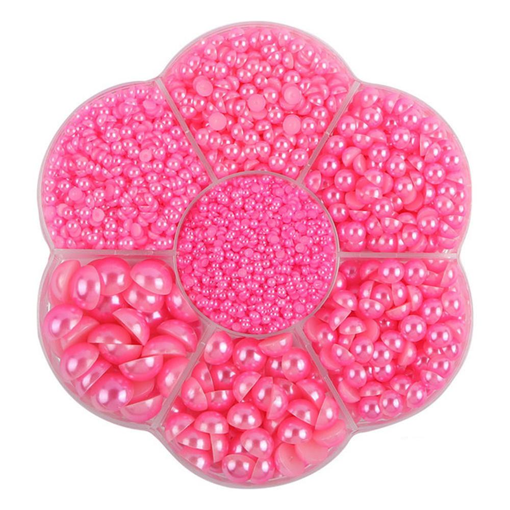 Mixed Size 7 Grid Box Half Pearl Flat Bottom AB Imitation Pearl Accessories Headwear Hair Accessories Clothing DIY Rod Diameter