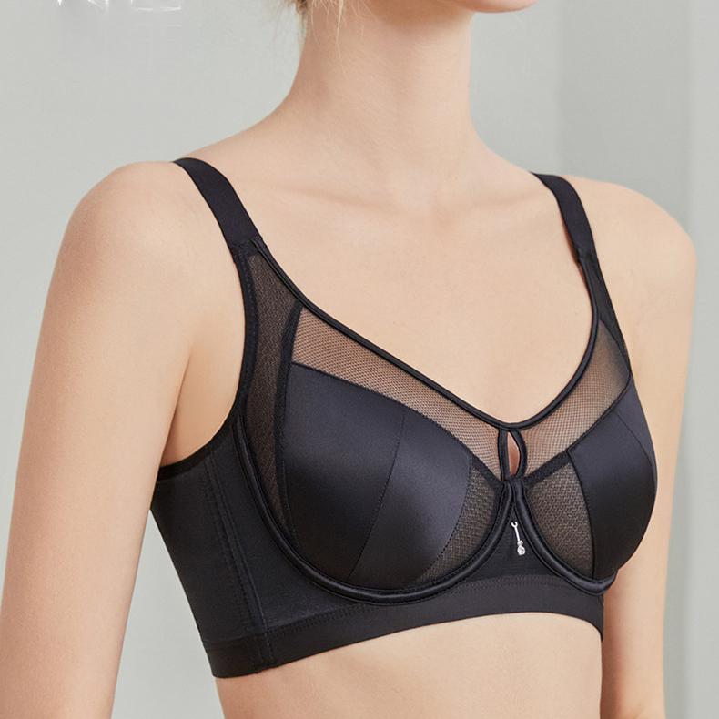 Satin Bra Women's Mesh Underwear Women's Gathering Bra Adjustable Thin Cup Top Support Bra Push Up Bra