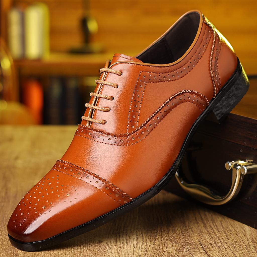 British Gentleman Designer New Men's Lace Up Brogues Oxford Shoes Male Luxury Formal Wedding Prom Dress Homecoming Footwear