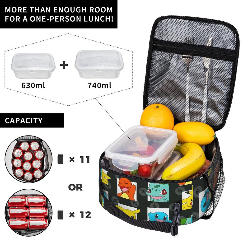 Cartoon Pokemon Theme Insulated Lunch Bag Ice Pack Rice Bag Bolsa Student Bento Lunch Handbag Insulation