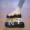Fashion CRLAYDK Women's Sandals Strappy Elastic Band Slides Open Toe Ladies Beach Shoes Casual Walking Thick Sole Dressy Travel Slippers