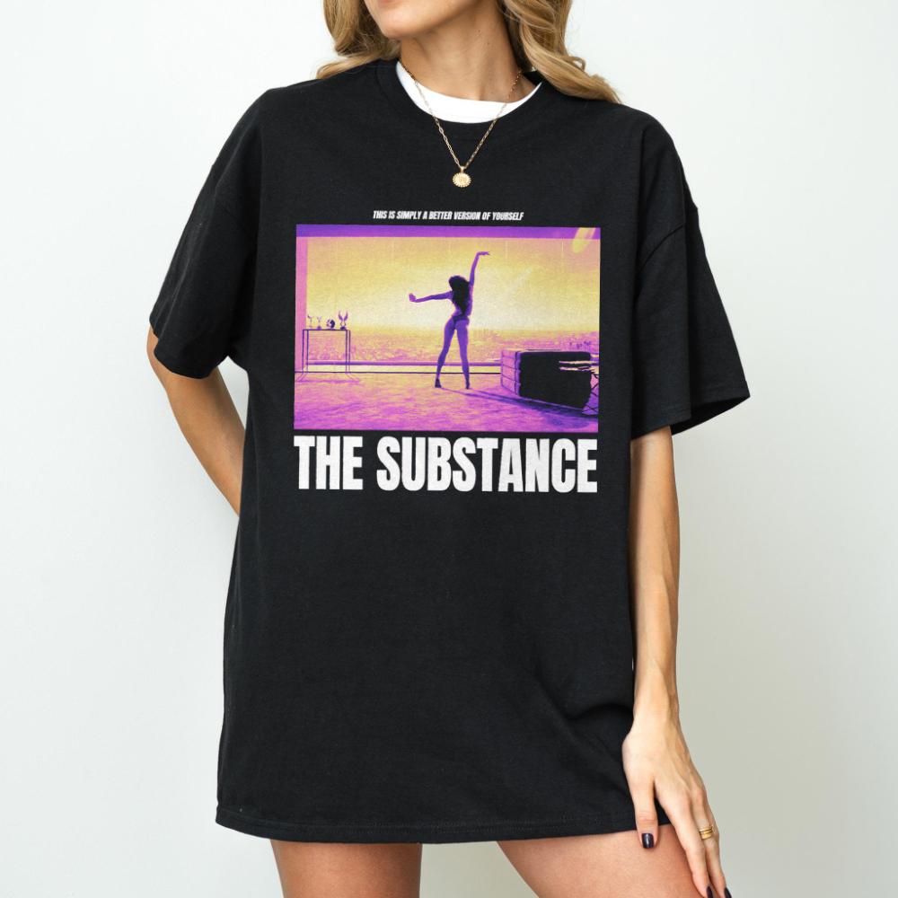 The Substance Body Horror TShirt Cult Psychological Cinema Tee Shirt Graphic Short Sleeve Shirt Unisex Unisex Women AllSeason