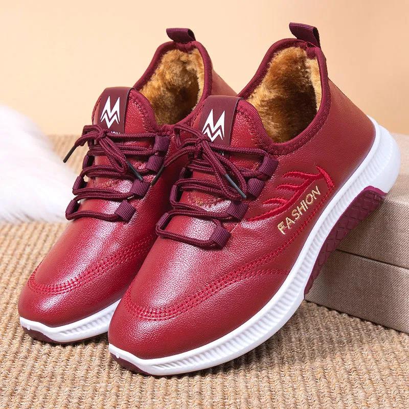 Женская зимняя бархатная хлопковая обувь для мам — фото 12