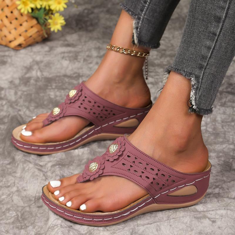 

Summer new large size sewing line comfortable solid color heel cool slippers women 43 бордовый