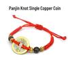 Five Emperors Copper Coin Red String Bracelet - Handmade Woven Couple Anklet for Men & Women
