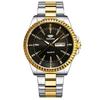 Herren Wasserdichte Doppelkalender Stahlarmband Quarz Armbanduhr Mode Business