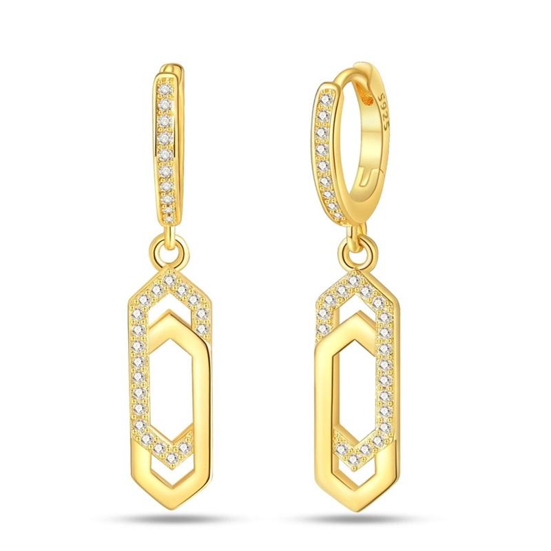 New 925 Silver Hoop Earrings For Woman Pendientes Zircon Heart Shape Star Eardrop Original Earring Fashion Jewelry