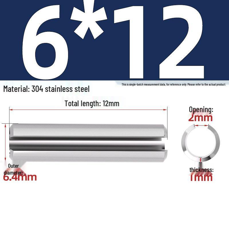 304 Stainless Steel Slotted Spring Pin, Cylindrical Shaft Pin, Locating and Hollow Pin (M5-M12)