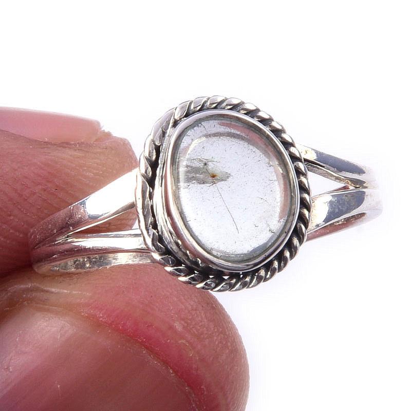 

Кольцо из чистого серебра 925 пробы с натуральным аквамарином, размер 8 O3h29