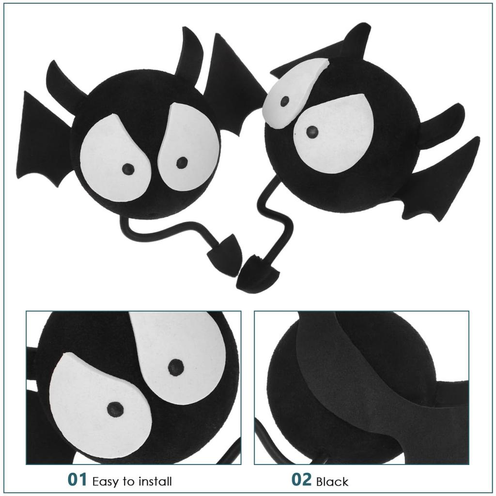 Lurrose Car Antenna Set of Easy To Devil Exterior Car Parking Easy To Black Toppers, 2, Plastic, Funny, Lightweight, Store, Design, Accessories, Lot,