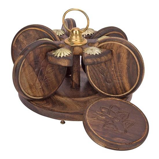 A Set of Tea Coasters Made of Mango Wood,  Designed for Hot and Cold Tea ,7.62 Cm High,