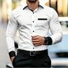 Men's Contrast Collar & Cuff Slim Fit Dress Shirt Long Sleeve Button Up Shirts Business Formal Casual Male Office Work Wear Blouse