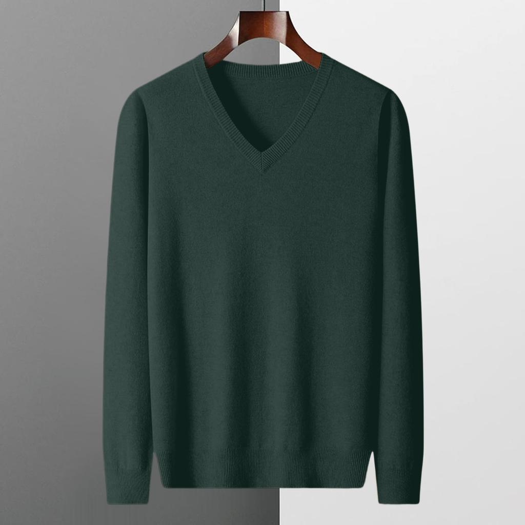 Pulovere bărbați cu gât în V, tricot casual, ușoare, pulover rochie cu mânecă lungă, slim fit, toamnă-iarnă