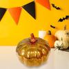 LED Glass Pumpkin Lantern with Smart Timer 10 Warm LEDs